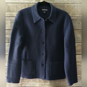 Lands' End Women's Dark Blue Teddy Jacket, Wool, Size 8